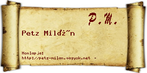 Petz Milán névjegykártya